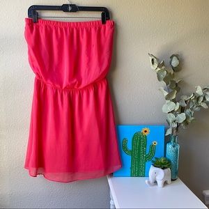 Express Pink Strapless Dress